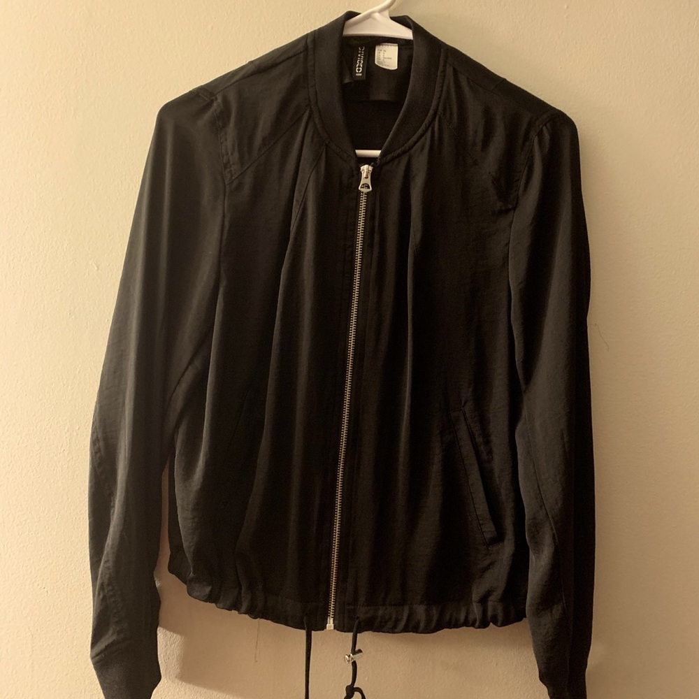 Black relaxed bomber jacket